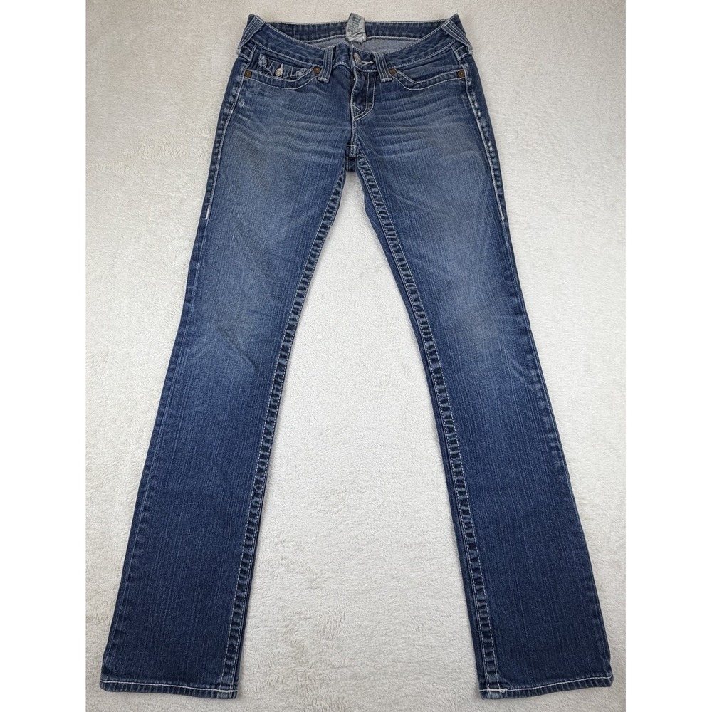 True Religion Billy Jeans Womens Size 28‎ USA Made Flap Pocket Medium Wash 28/32